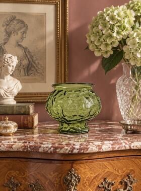 Vintage Crinkle Glass Bowl Vase E.O. Brody Company MCM Candy Dish Retro